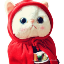 Custom Cat with red cloak Plush Soft Toy Stuffed Animal Doll Home Children Gifts Cat Stuffed Toys Dolls For Kids